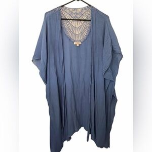 Ultra Pink Blue Open-Front Women's Kimono Cardigan
